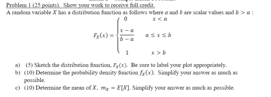 Solved Problem 1 (25 points). Show your work to receive full | Chegg.com