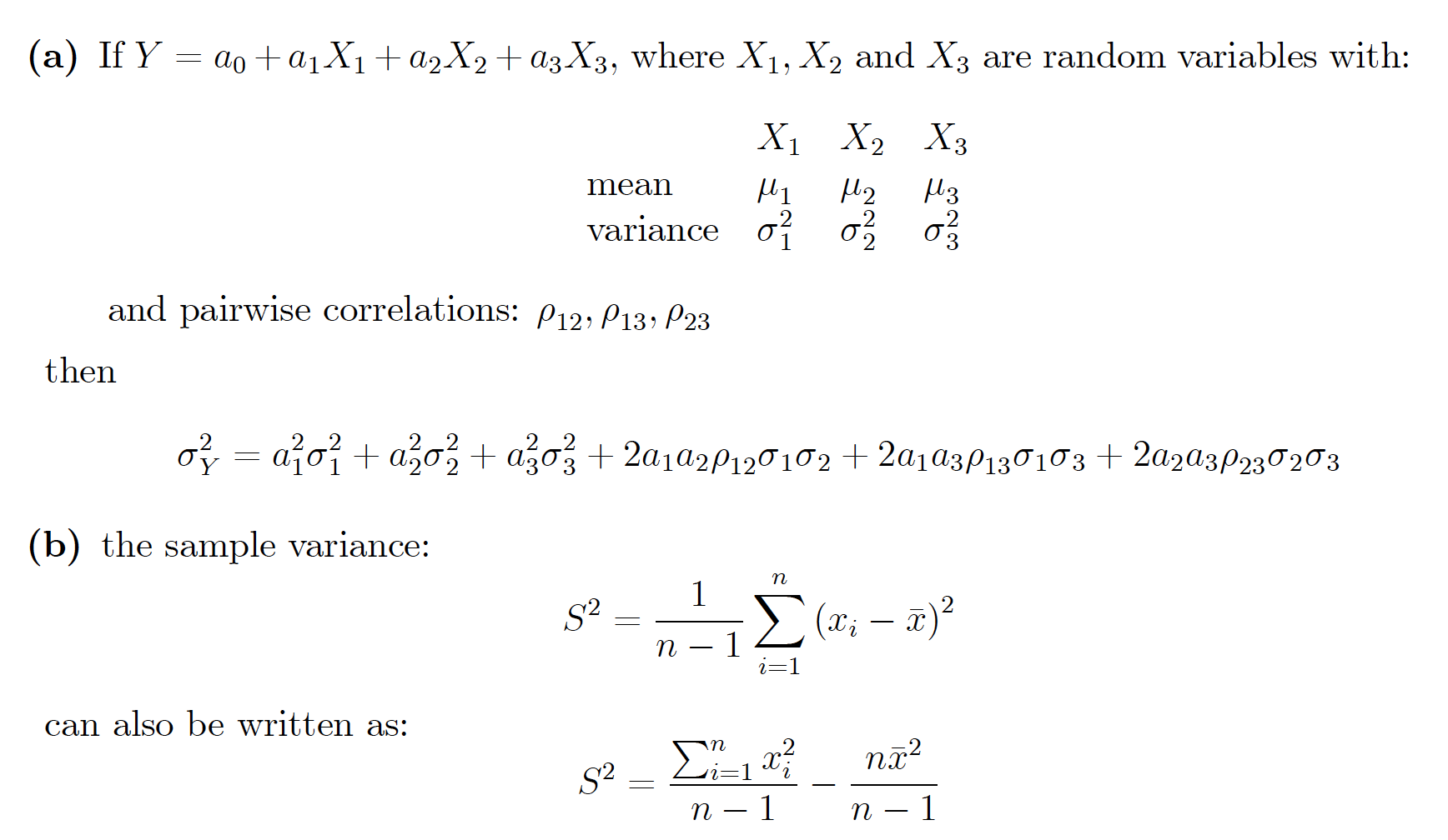 Solved (a) If Y = do +aj X1 + a2X2 + a3X3, where X1, X2 and | Chegg.com