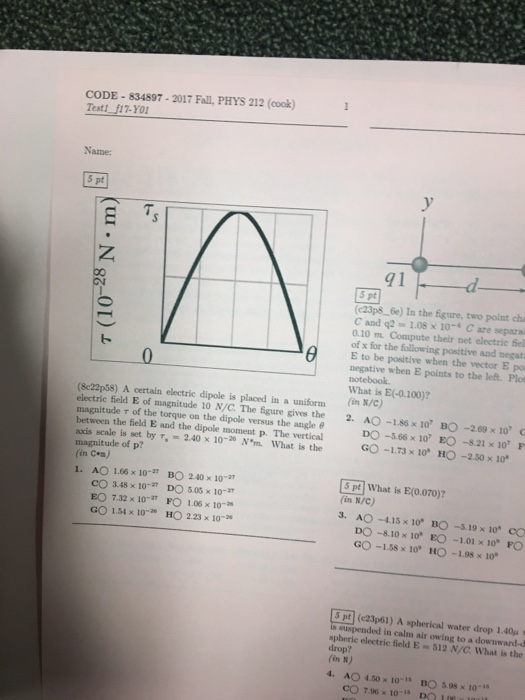 Solved CODE-834597- 2017 Fall, PHYS 212 (cook) 3 pt (c23p8_ | Chegg.com