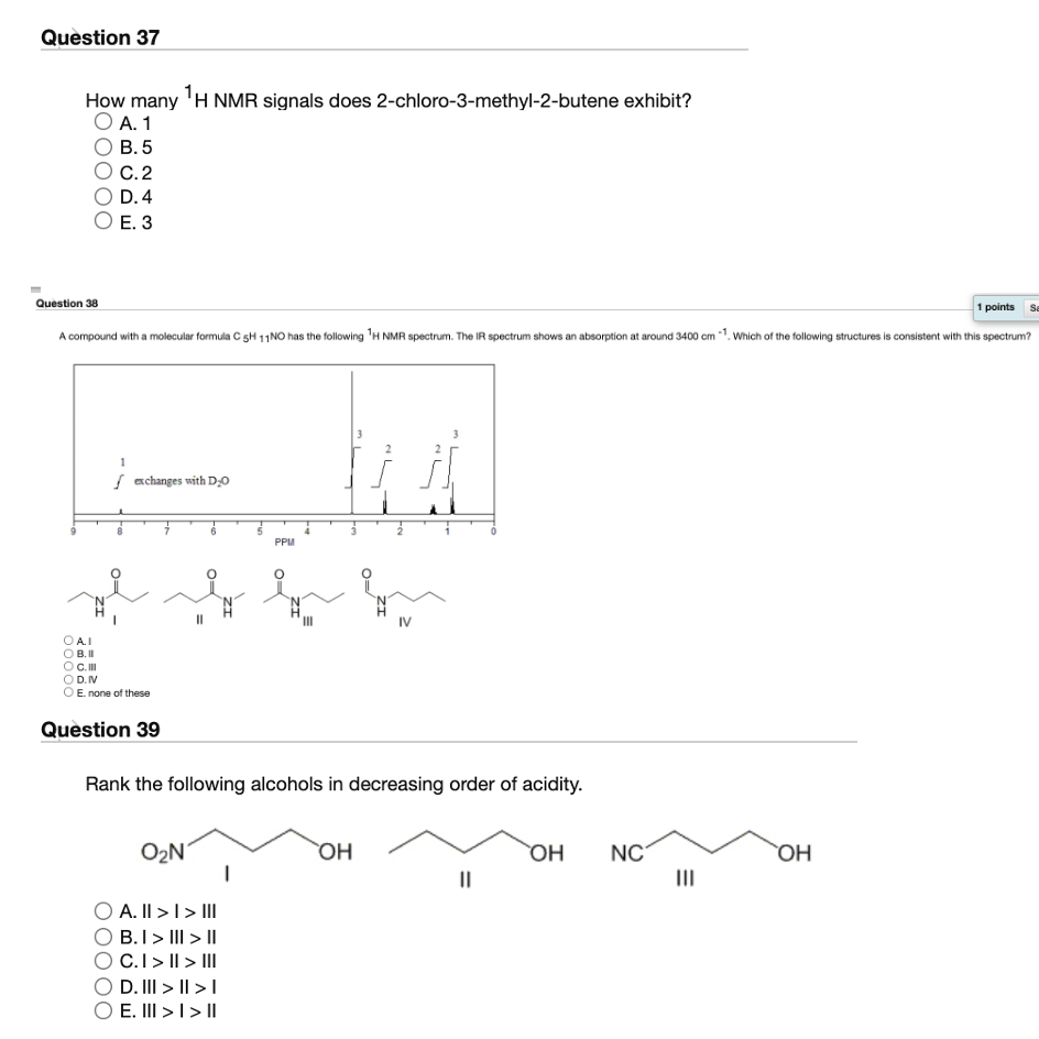 Solved Question 37 How many 1H NMR signals does