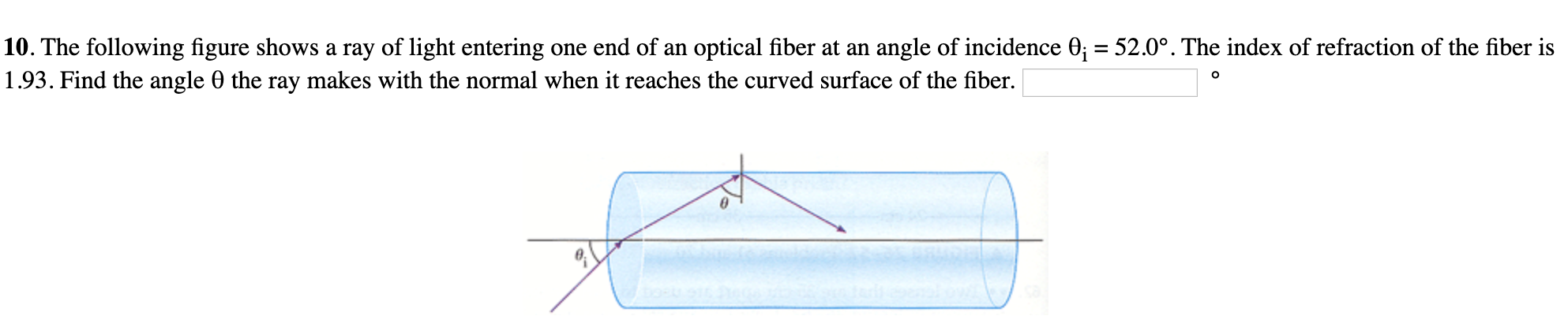 Solved 10. The following figure shows a ray of light | Chegg.com