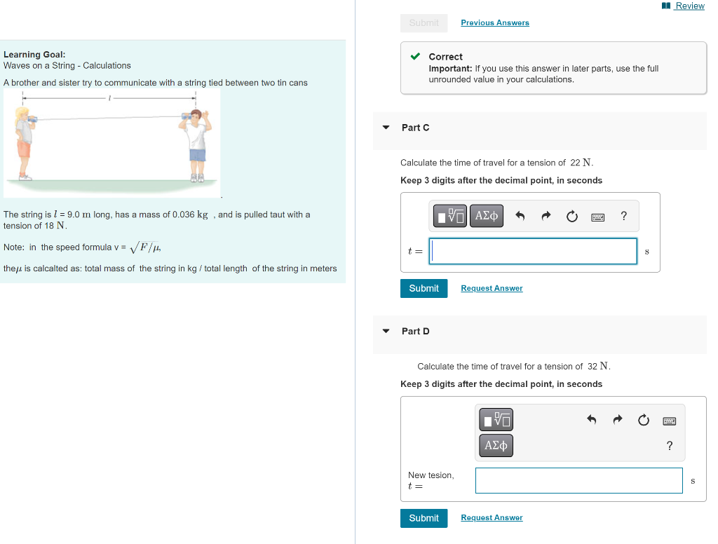 Solved Review Submit Previous Answers Learning Goal: Waves | Chegg.com
