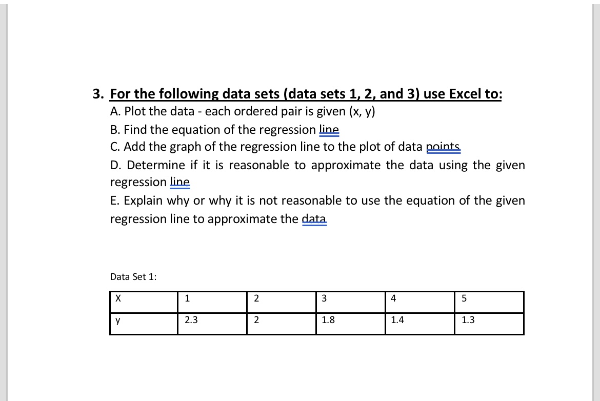 Solved For The Following Data Sets Data Sets And Chegg Com