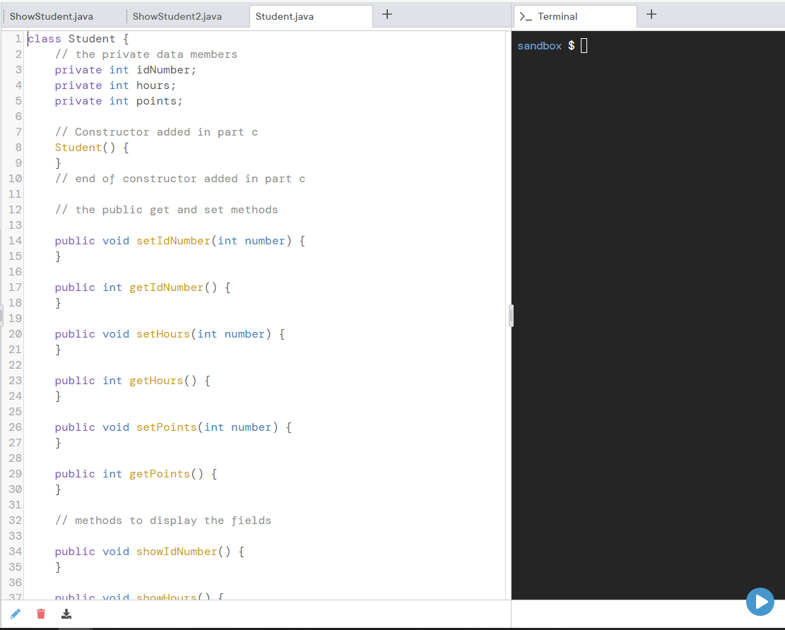 Solved 1. Create a class named that has fields for an ID | Chegg.com