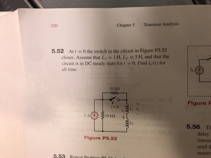 Solved Chapter 5 Transient Analysis 320 At t = 0 the switch | Chegg.com