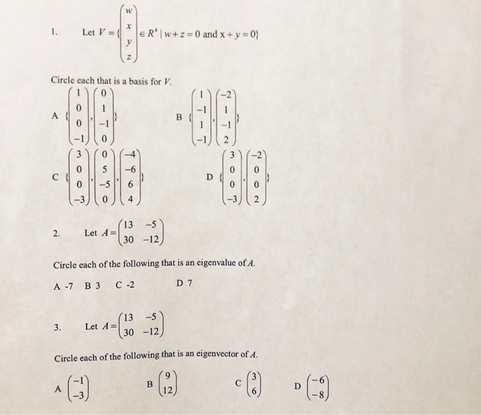 Solved Let V R W Z 0 And X Y 0 1 V Circle Each That Is Chegg Com