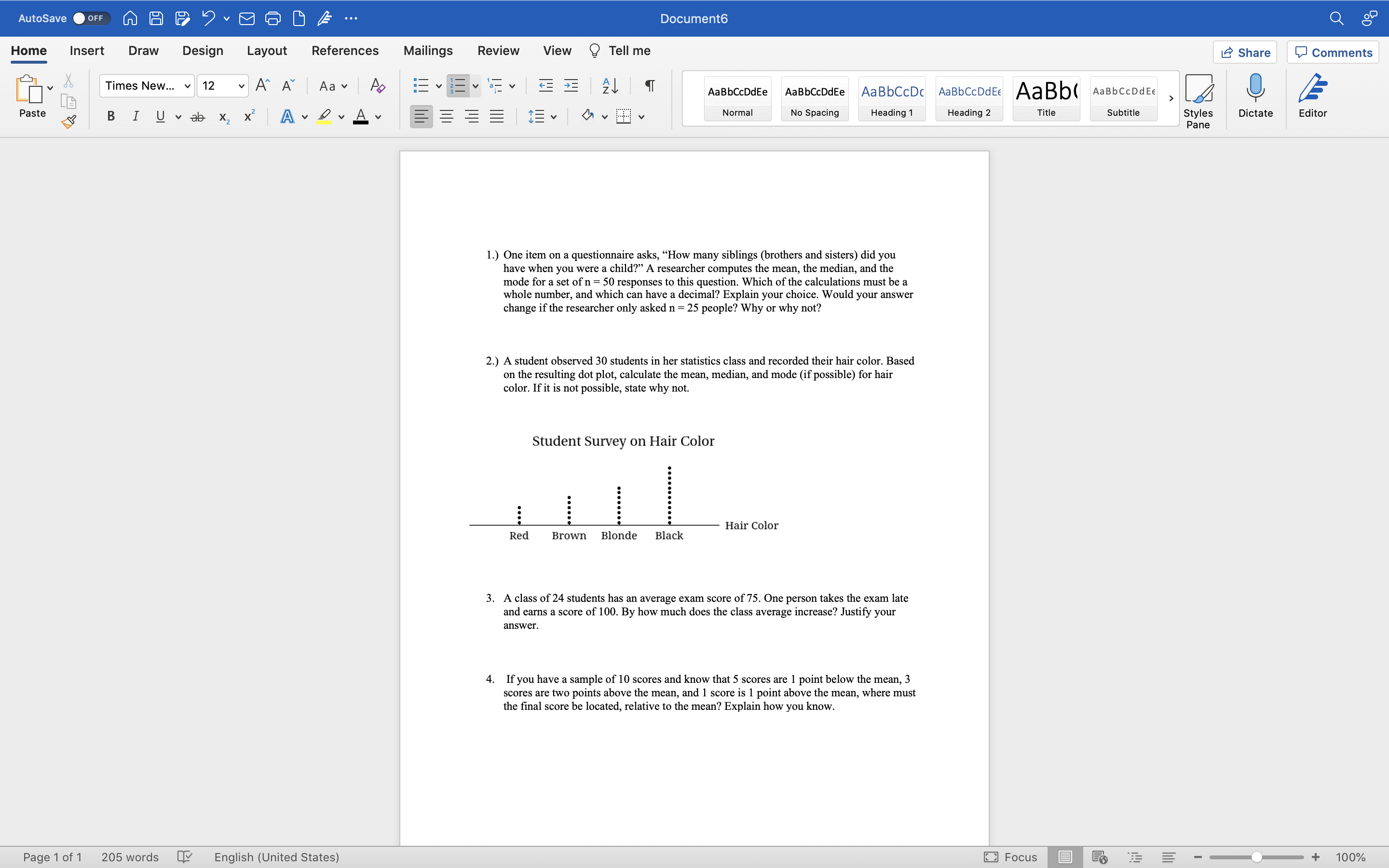 Solved AutoSave OFF Bro OE. Documento Ga Home Insert Draw | Chegg.com