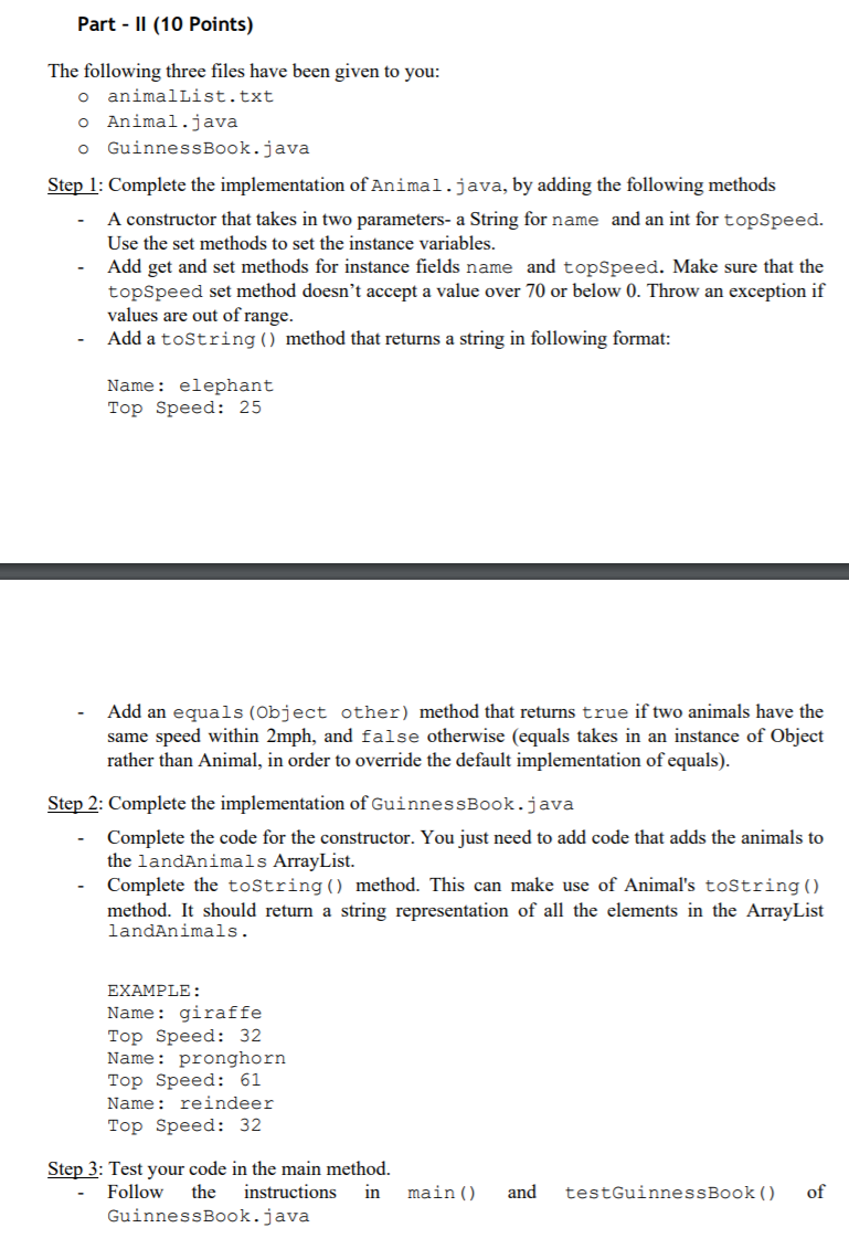 Solved Complete implementation of Animal.java,