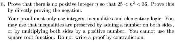 Solved 8. Prove that there is no positive integer by | Chegg.com