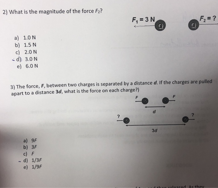 Solved 2) What is the magnitude of the force F2? F1 3 N C) | Chegg.com