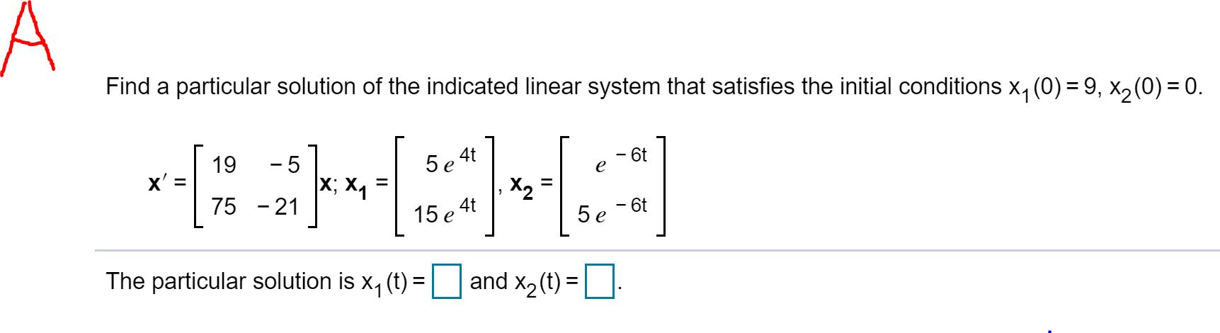 Solved Find A Particular Solution Of The Indicated Linear 2050