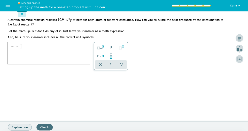 Solved O MEASUREMENT Kaila Setting up the math for a | Chegg.com