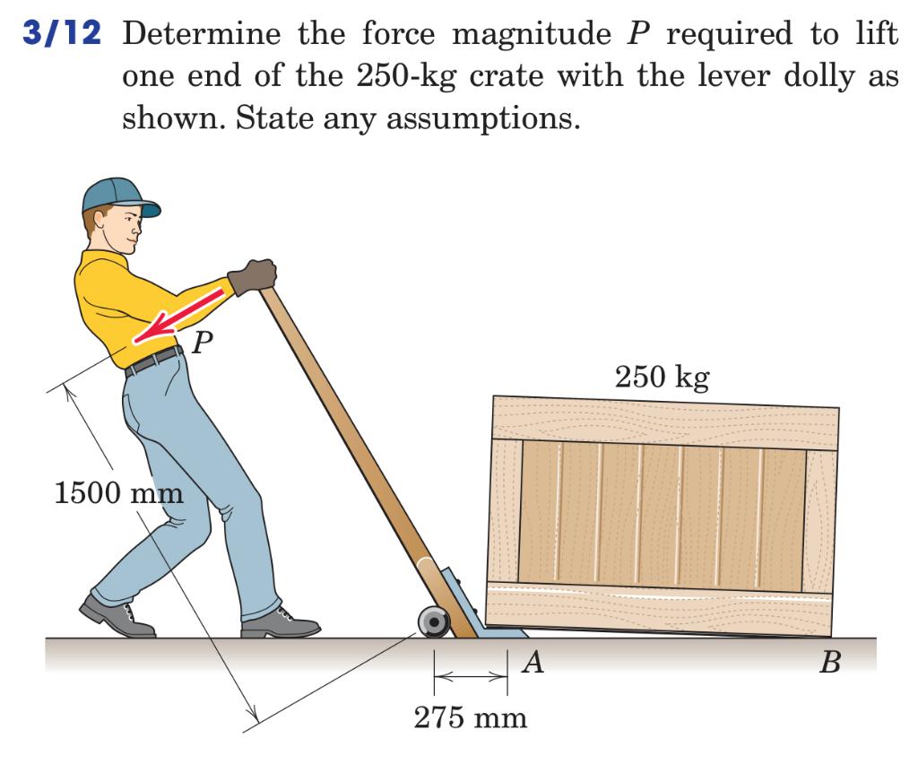 Solved 3/12 Determine the force magnitude P required to lift | Chegg.com