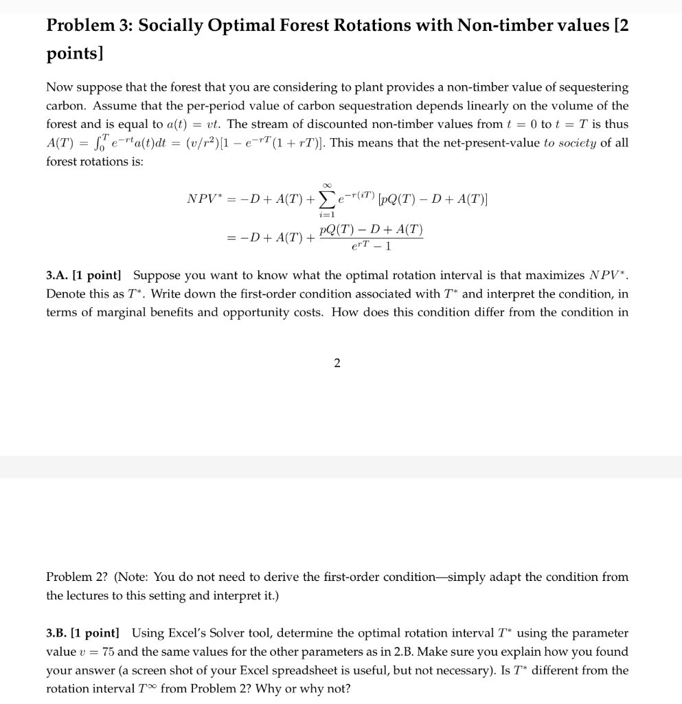 Problem 3: Socially Optimal Forest Rotations with | Chegg.com