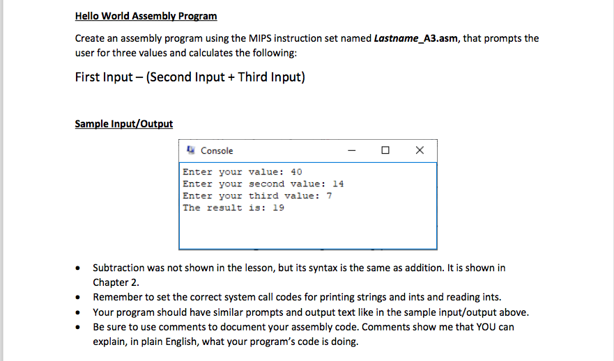 Solved Hello World Assembly Program Create an assembly | Chegg.com