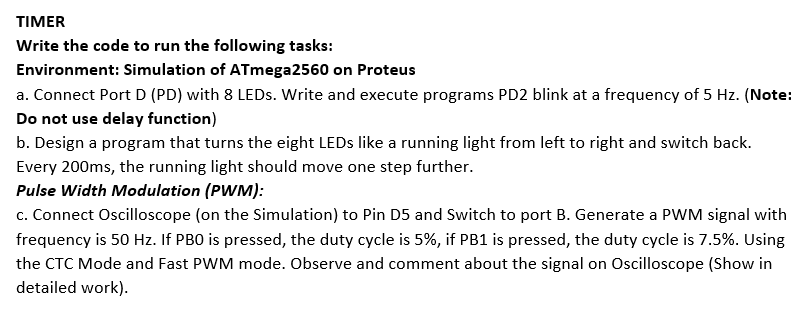 TIMER Write the code to run the following tasks: | Chegg.com