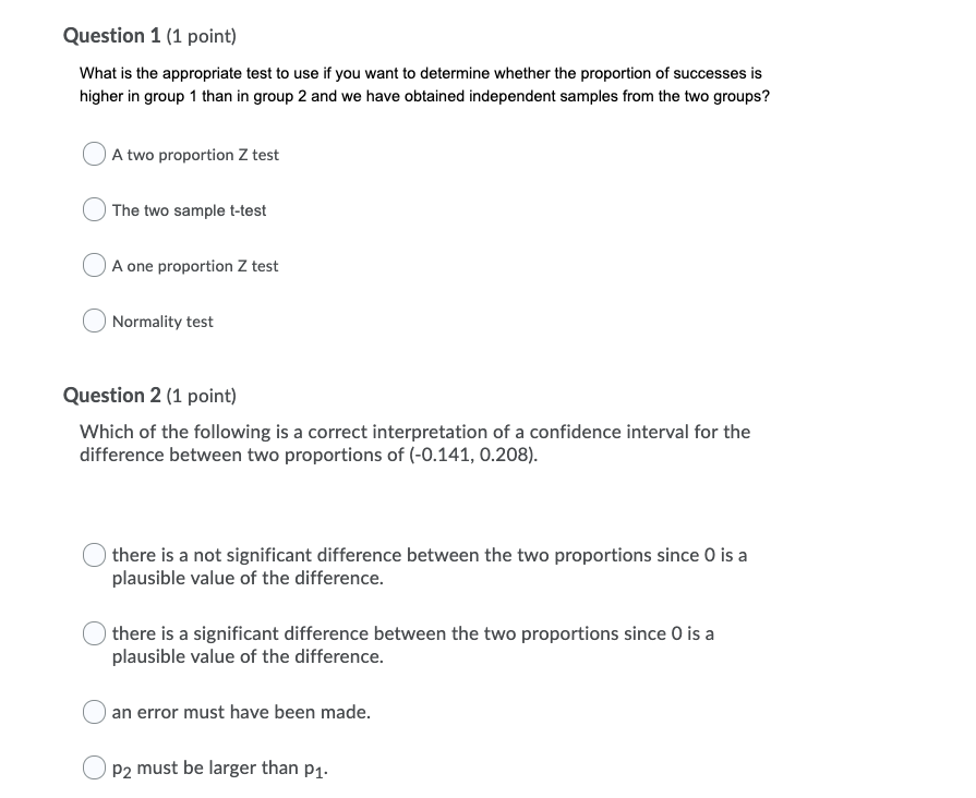 Solved Question 1 1 Point What Is The Appropriate Test Chegg Com Solved Question 1 1 Point What Is The Appropriate Test Chegg Com