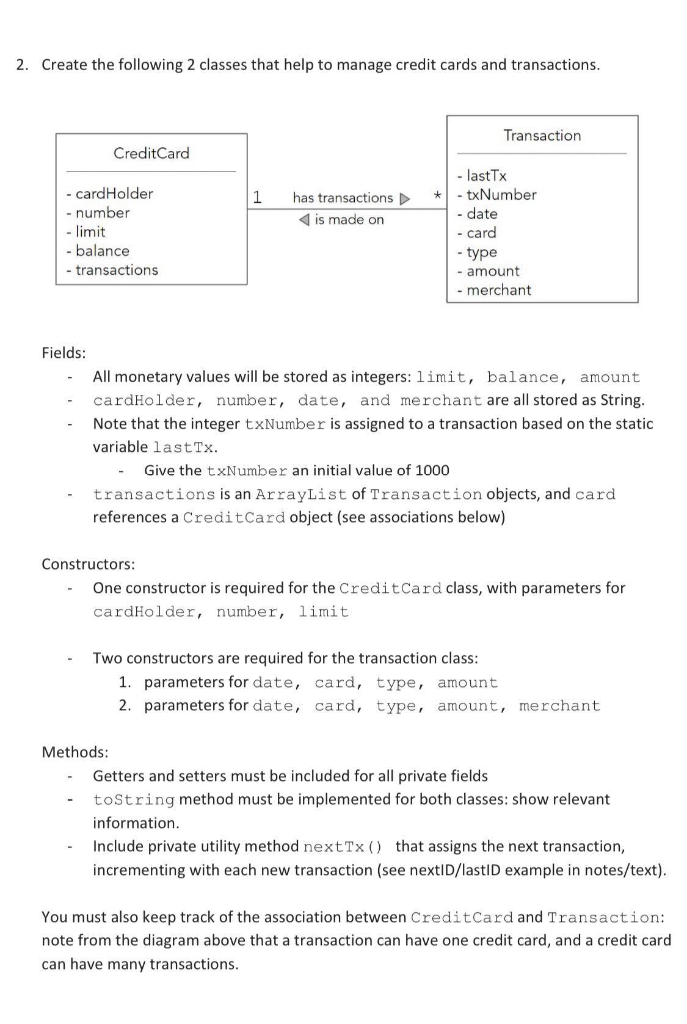 module 7 - unit 1 - java - transaction management... Solved 2. Create the following 2 classes that help to manage | Chegg.com