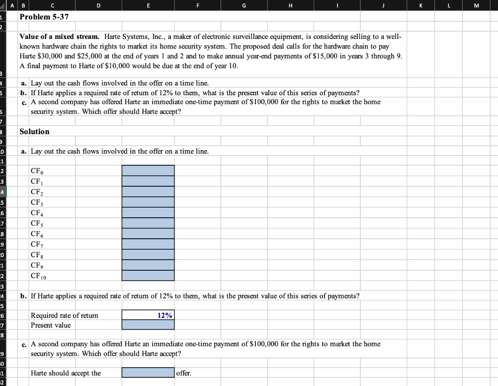 Solved Problem 5-37 Value of a mixed stream. Harte Systems, | Chegg.com