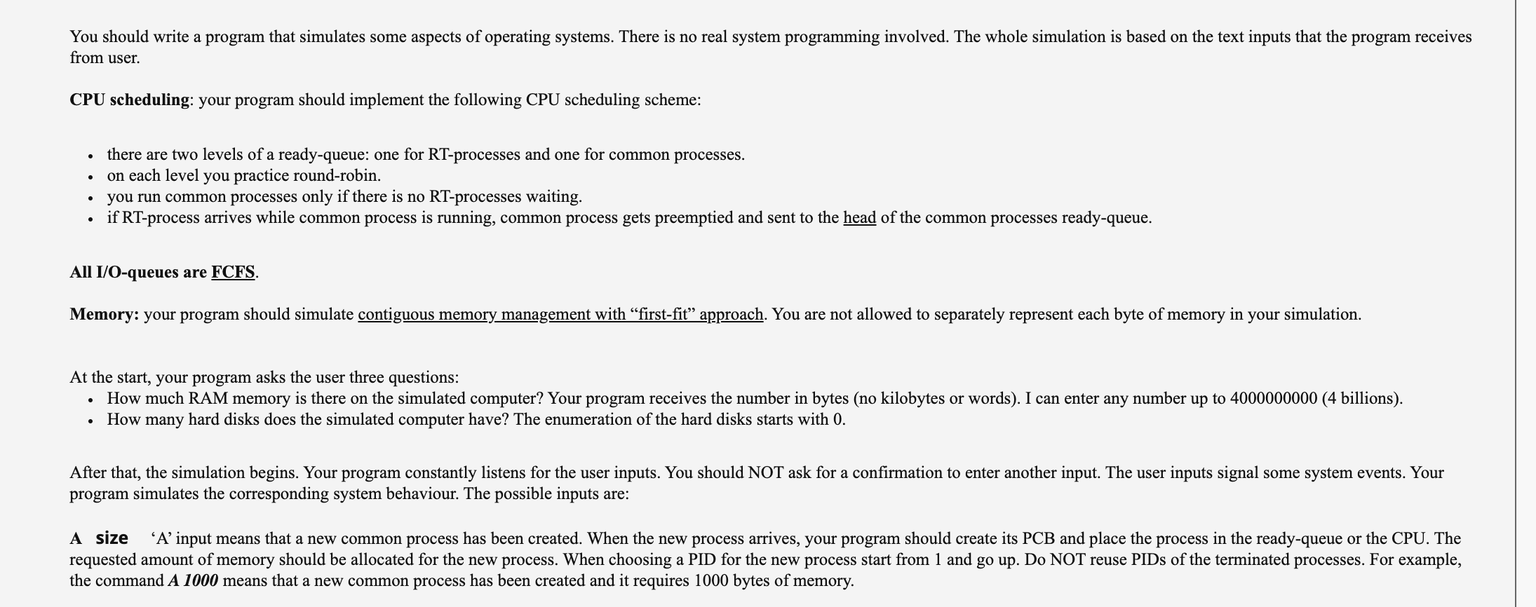 You should write a program that simulates some | Chegg.com