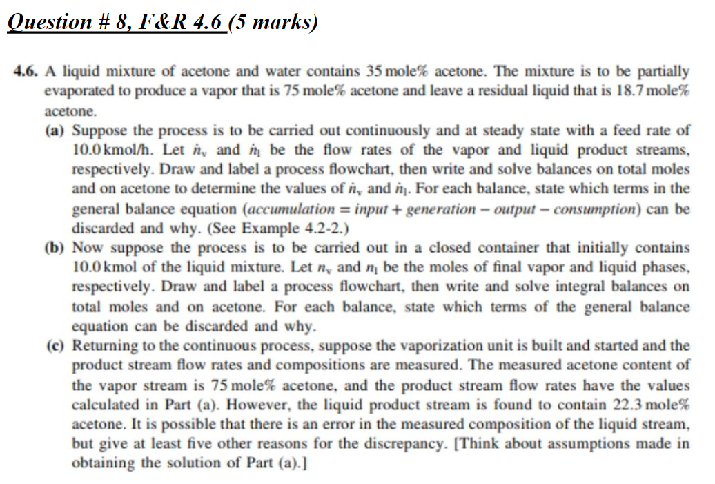 Solved 4 6 A Liquid Mixture Of Acetone And Water Contains Chegg Com   PhpxuyAyd