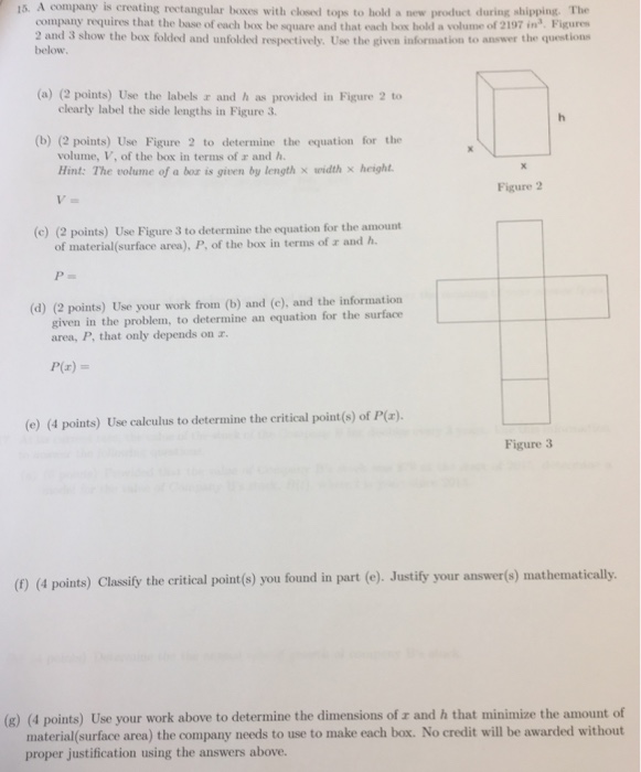 Solved 15. A company is creating rectangular boxes with | Chegg.com