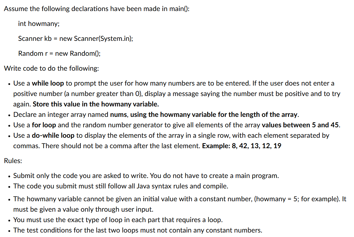 Assume The Following Declarations Have Been Made In Chegg Com