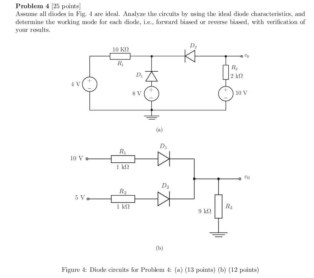 Solved Problem 4 25 Points) Assume All Diodes In Fig. 4 Are | Chegg.com