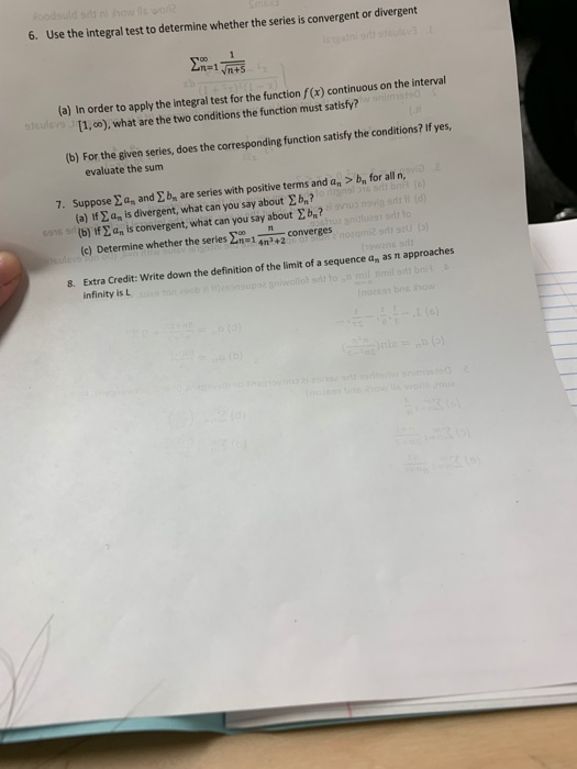 Solved 6 Use The Integral Test To Determine Whether The Chegg Solved 6 Use The Integral Test To Determine Whether The Chegg