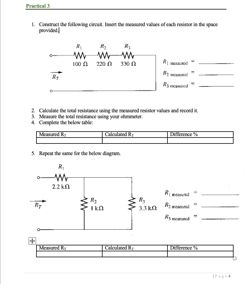 Solved Practical 1 1. Connect the circuit as shown in the | Chegg.com