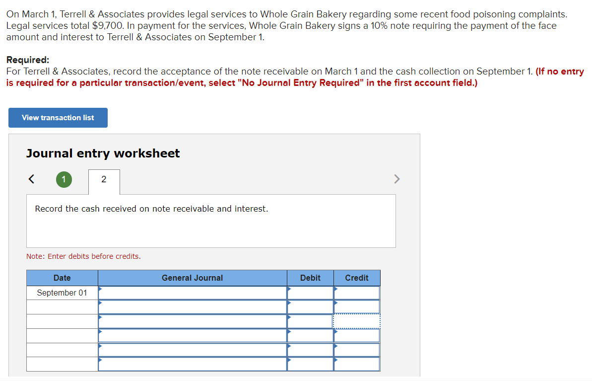 Solved On March 1, Terrell \& Associates provides legal