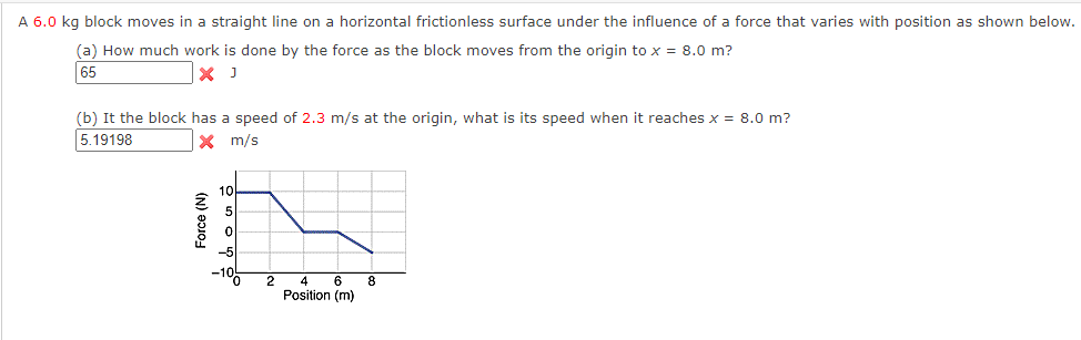 [Solved]: A ( 6.0 mathrm{~kg} ) block moves in a straig