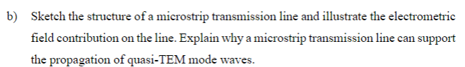 Solved b) Sketch the structure of a microstrip transmission | Chegg.com