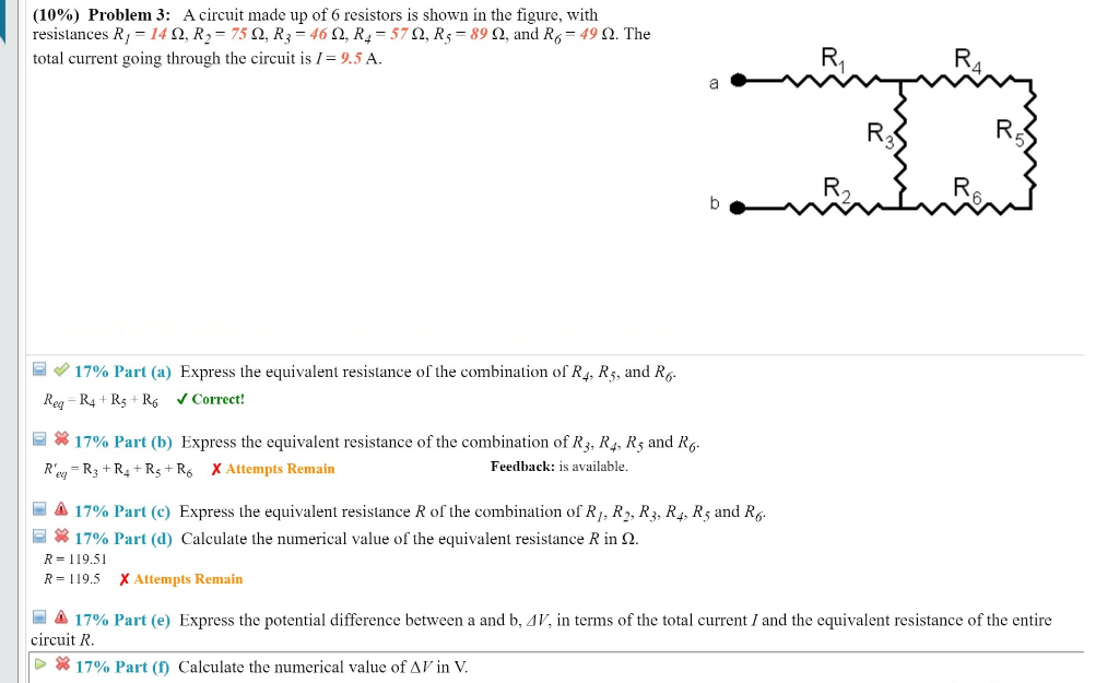Solved (10) Problem 3 A circuit made up of 6 resistors is
