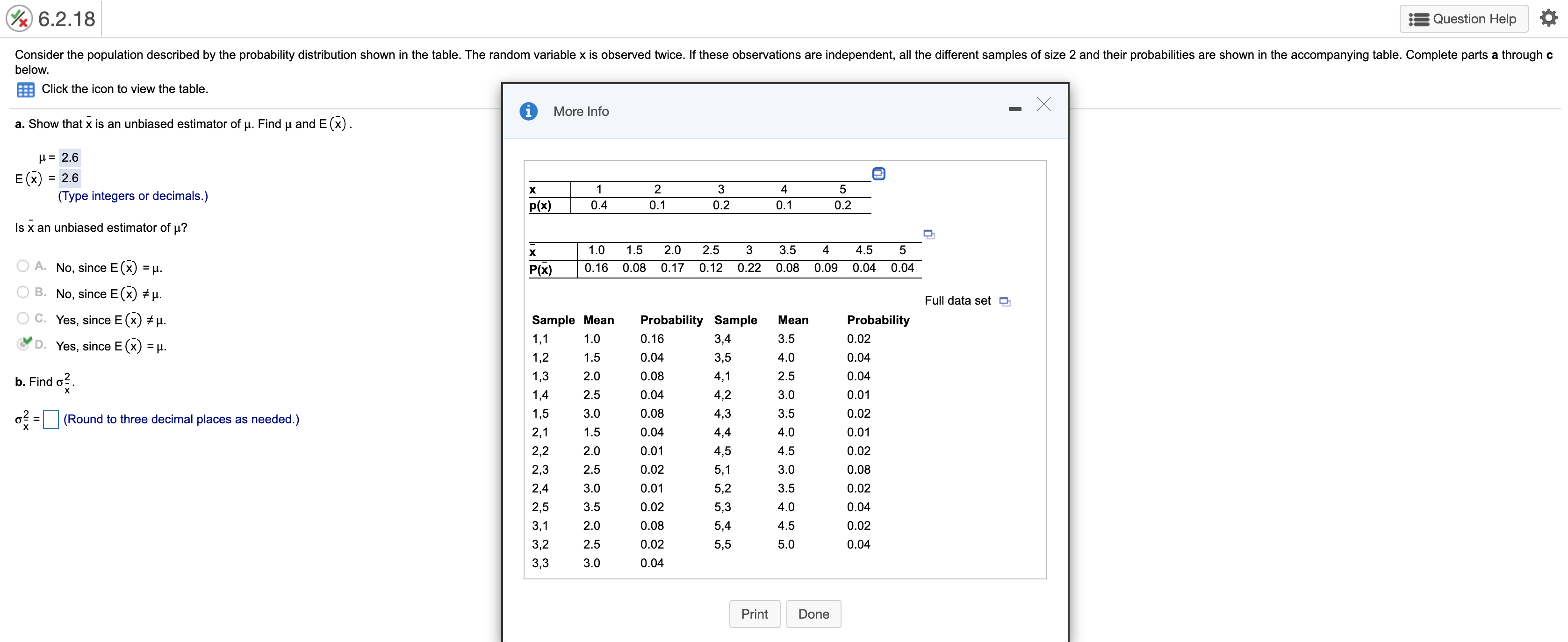 Solved x 6.2.18 Question Help 0 Consider the population | Chegg.com