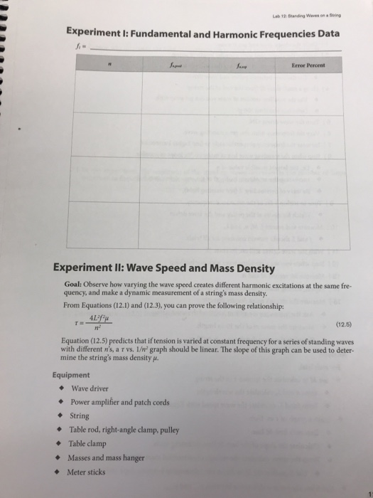 standing waves experiment lab report