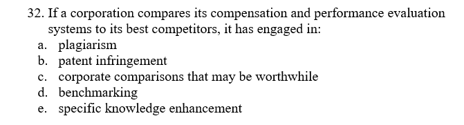 Solved 32. If A Corporation Compares Its Compensation And | Chegg.com