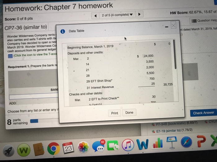Save Homework: Chapter 7 homework Score: 0 of 8 pts | Chegg.com