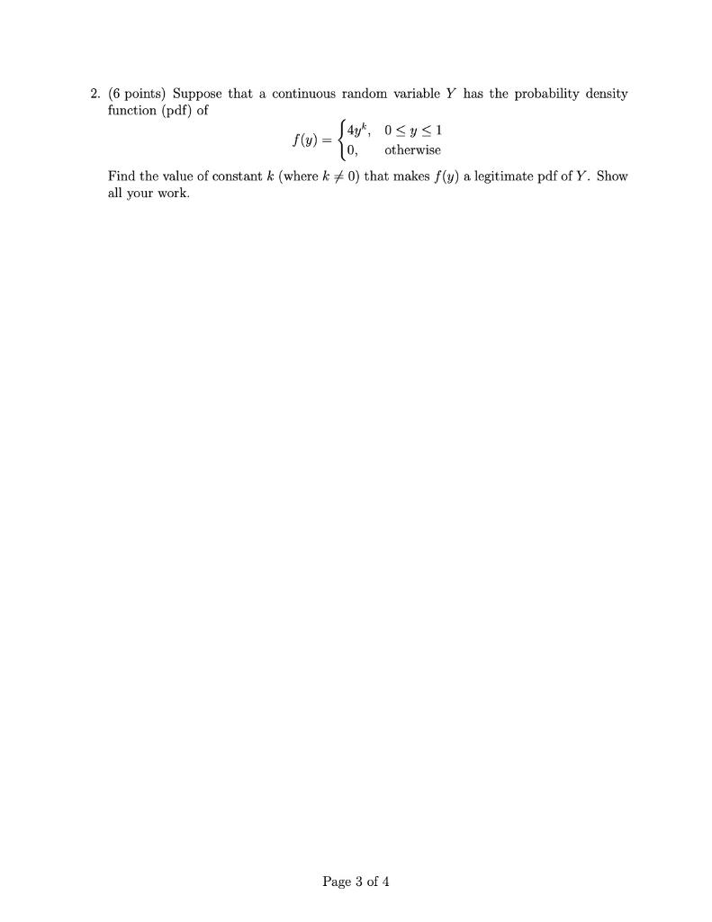 Solved 2 6 Points Suppose That A Continuous Random 2679