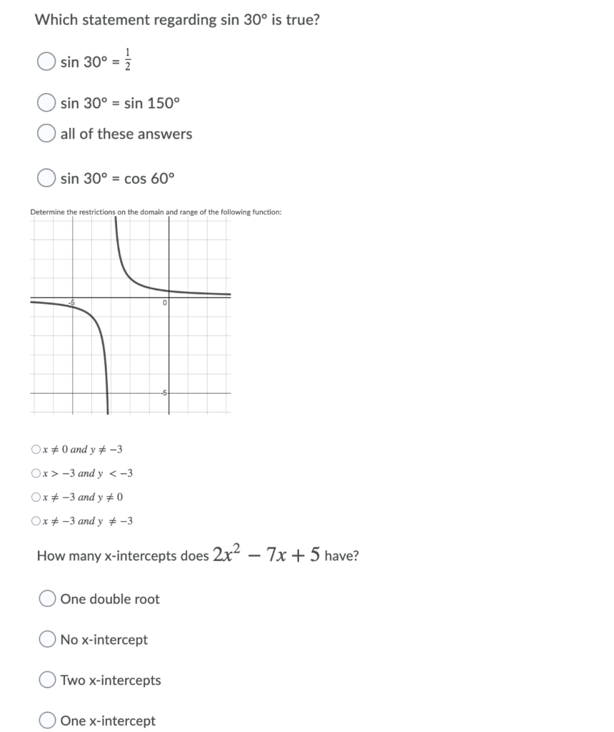 Solved Which statement regarding sin 30º is true? sin 30º = | Chegg.com