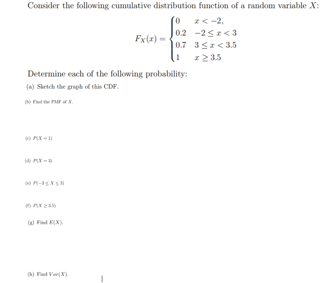 Solved Consider The Following Cumulative Distribution | Chegg.com