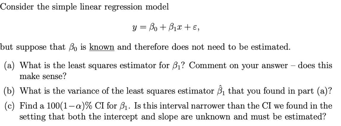 Solved Consider The Simple Linear Regression Model | Chegg.com