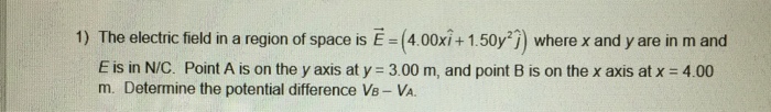 Solved 1) The electric field in a region of space is E | Chegg.com