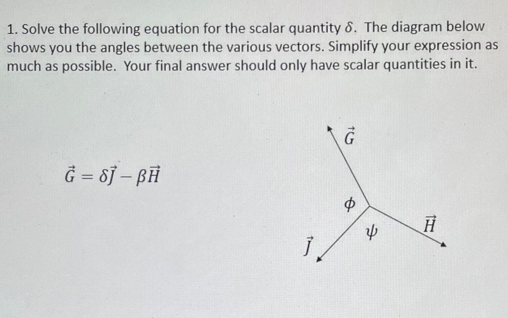 Solved 1. Solve the following equation for the scalar | Chegg.com
