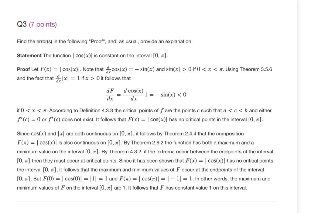 Solved Q3 (7 points) Find the error(s) in the following | Chegg.com