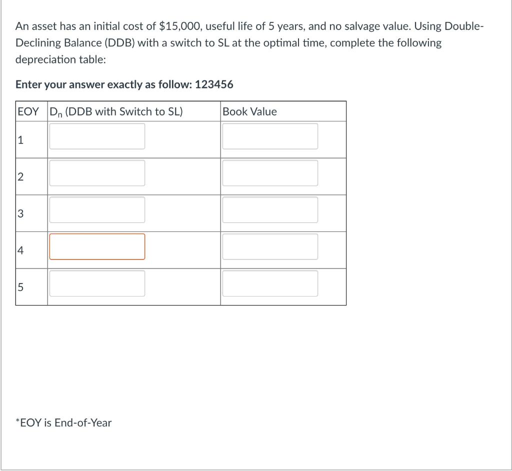 Solved An Asset Has An Initial Cost Of 15 000 Useful Life Chegg