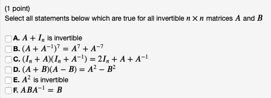 Solved 1 Point Select All Statements Below Which Are True