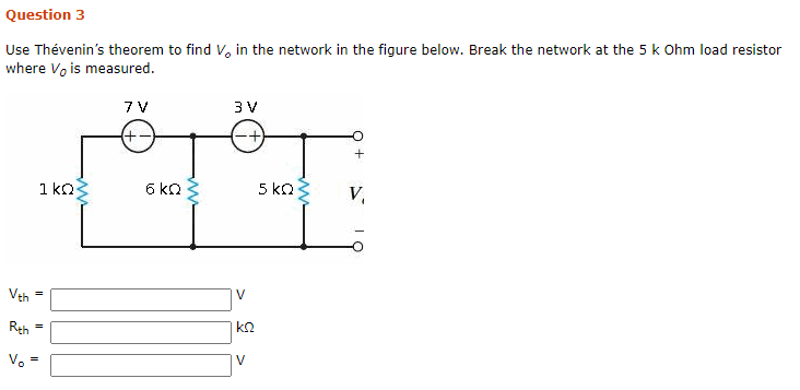 Solved Question 3 Use Thévenin's theorem to find V. in the | Chegg.com