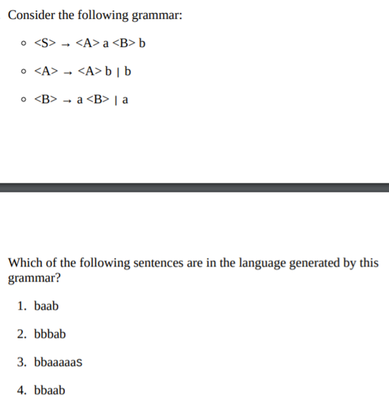 Solved Consider The Following Grammar: O A B • | Chegg.com