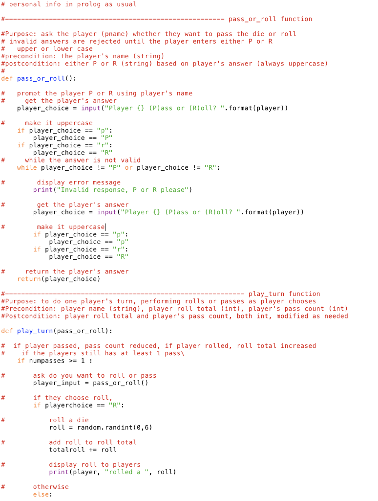 # personal info in prolog as usual pass_or_roll | Chegg.com